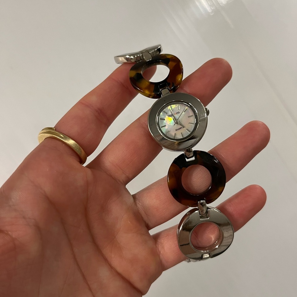 Watch Quartz With Bracelet Rings Tortoise Shell Signature Style & Co- Lady Watch